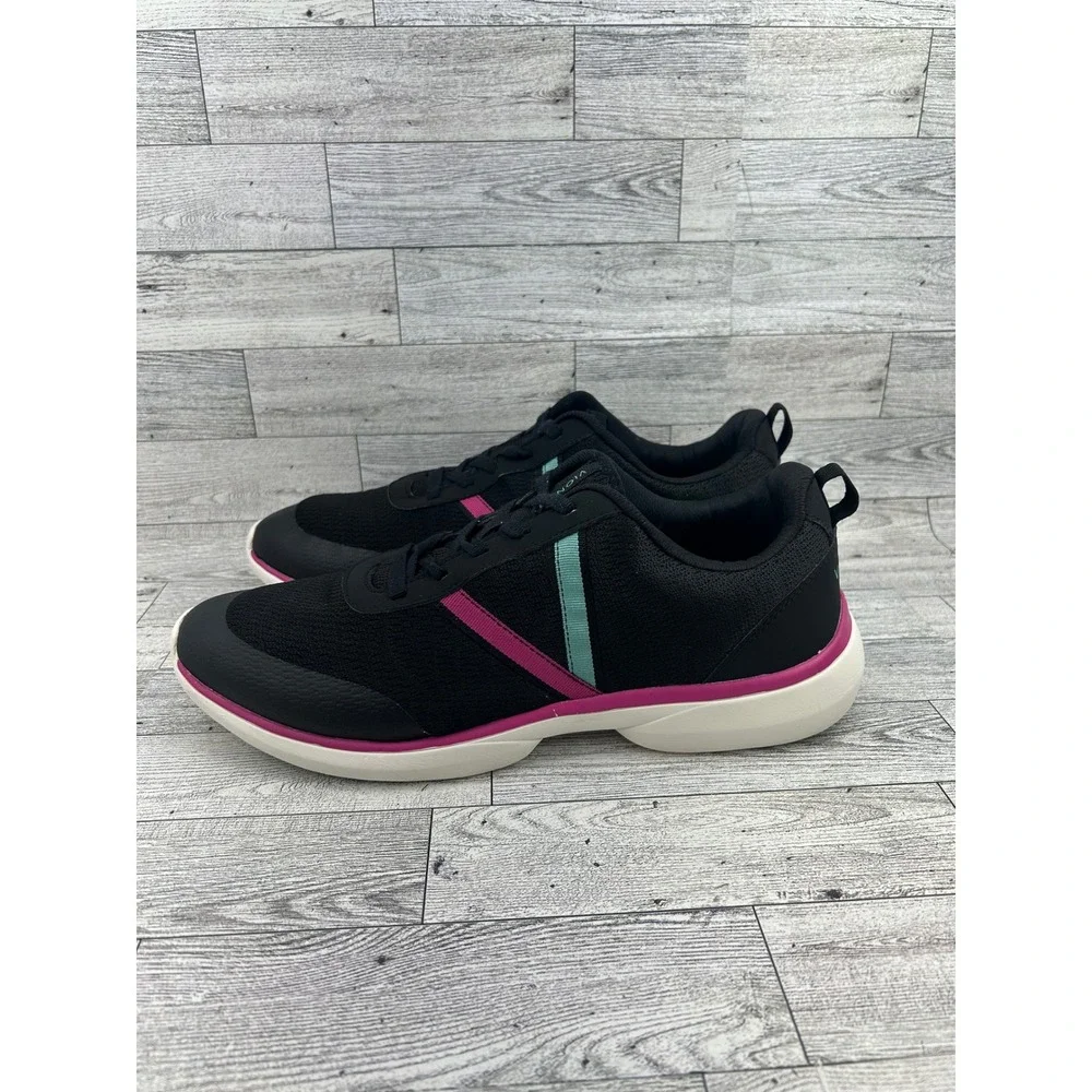 Vionic Jolisa Women Walking Shoes Black Pink Teal Mesh Lace Up Sneakers Size 12